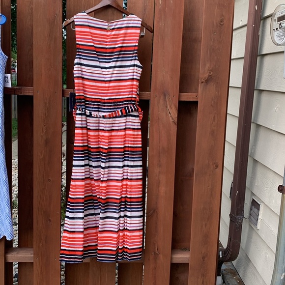 NWT Tommy Hilfiger Sleeveless Belted Horizontal Stripe Midi Dress Size 10 - Picture 7 of 12